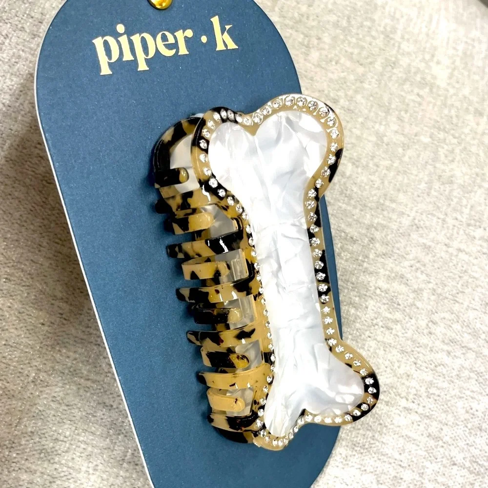 NWT ⚜️🦴⚜️ Piper K Gorgeous Tortoiseshell Bone Hair Jaw Claw Clip - Picture 7 of 7